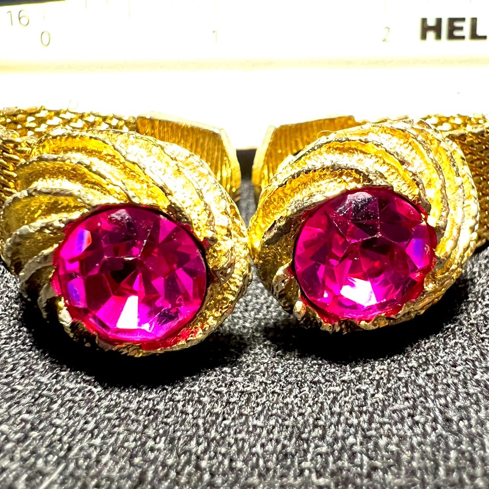 YELLOW GOLD, JUMBO RUBY CUFFLINKS CUBAN MAFIOSO STYLE